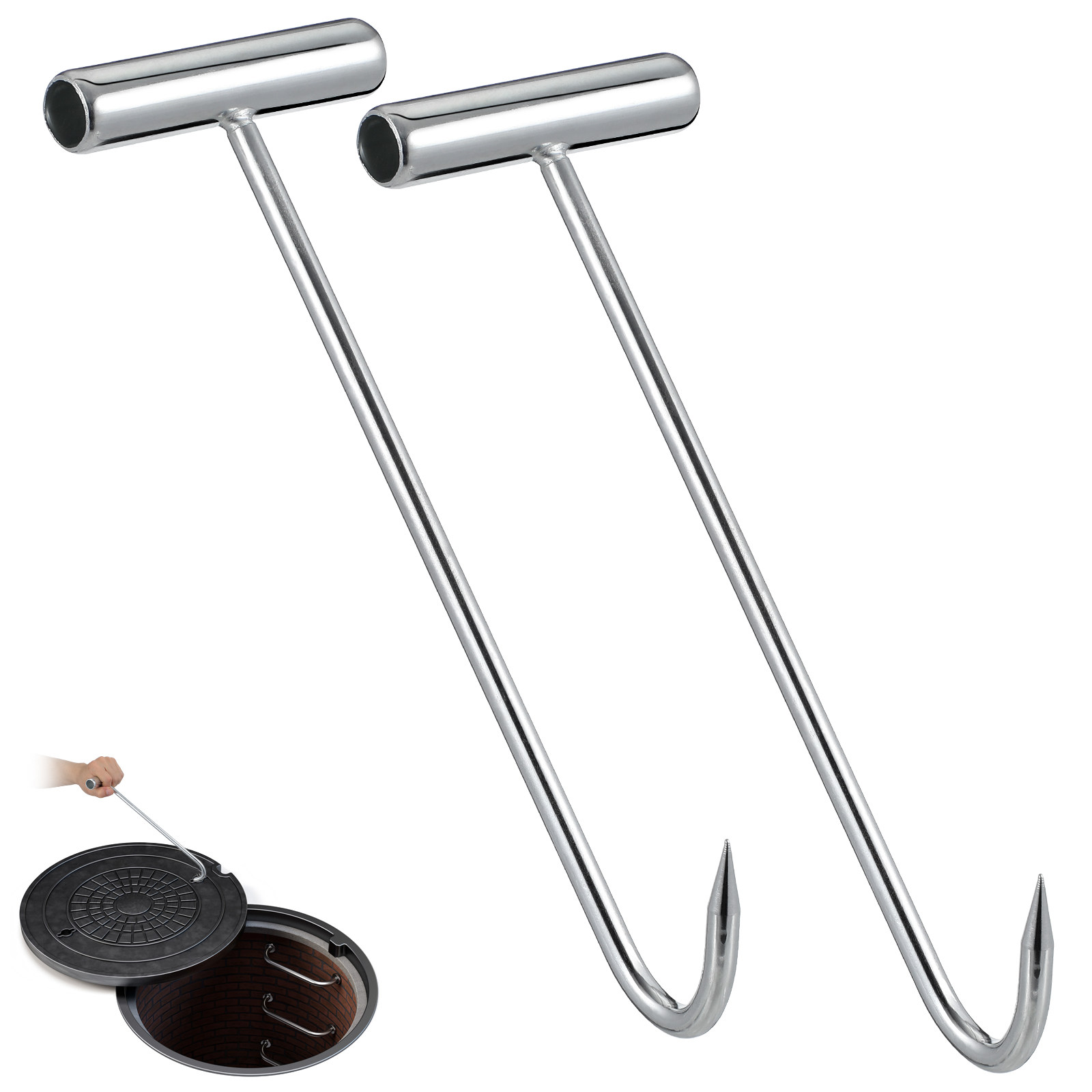 2 Pcs Manhole Cover Hooks Manh - đánh giá và giá Manhole Cover Lifting